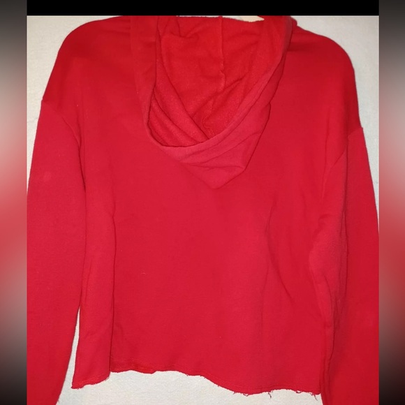 WOMENS VS PINK CROPPED RAW HEM LOGO PULLOVER HOODIE SIZE MEDIUM - Picture 6 of 7